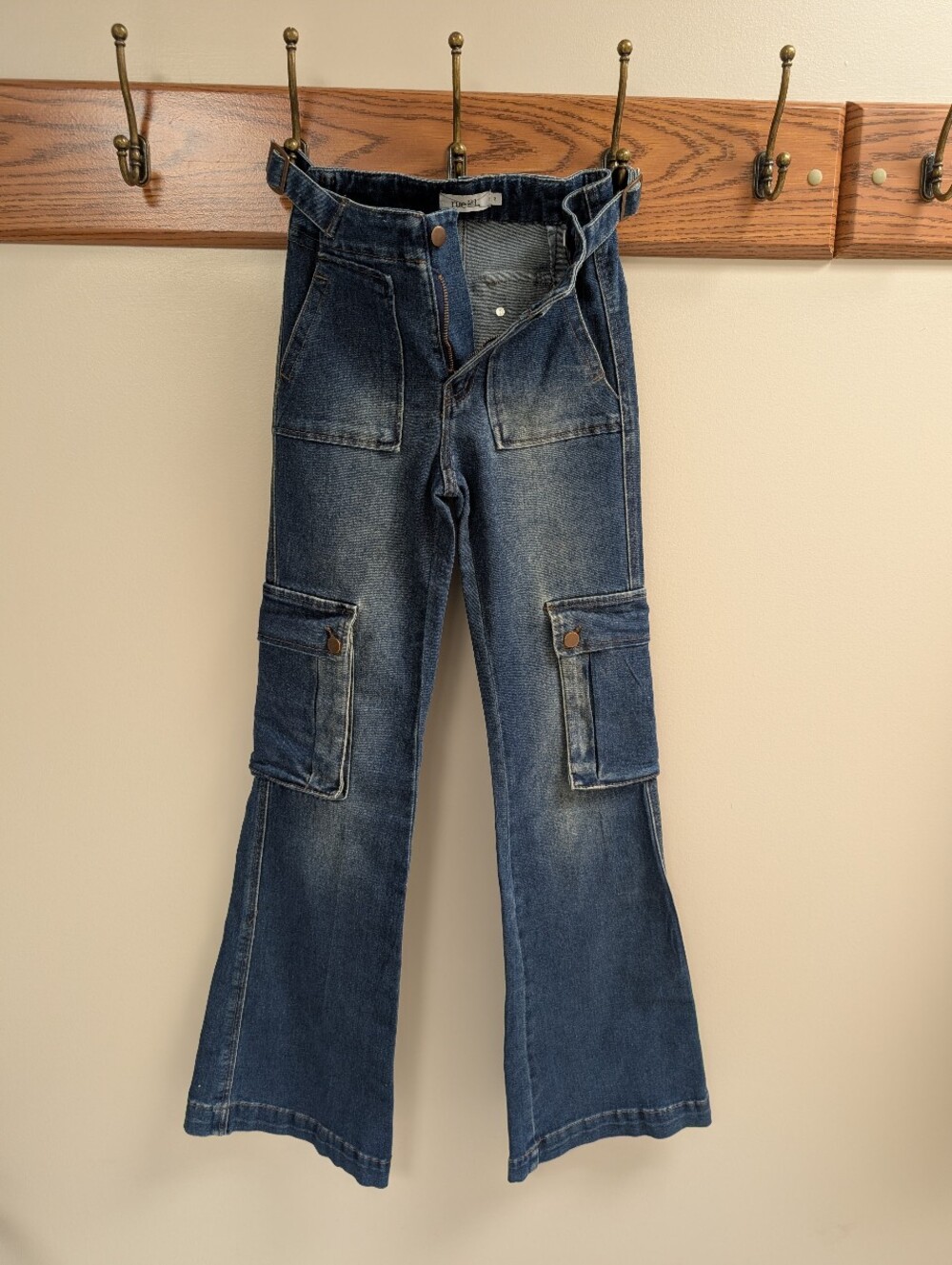 Rue21 Dark Blue Flare Cargo Jeans